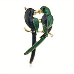 Men's Parrot Painting Oil Brooch Gift For Boyfriend