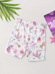 Rainbow Clouds Print Girls Bike Shorts Under Shorts Casual Outwear