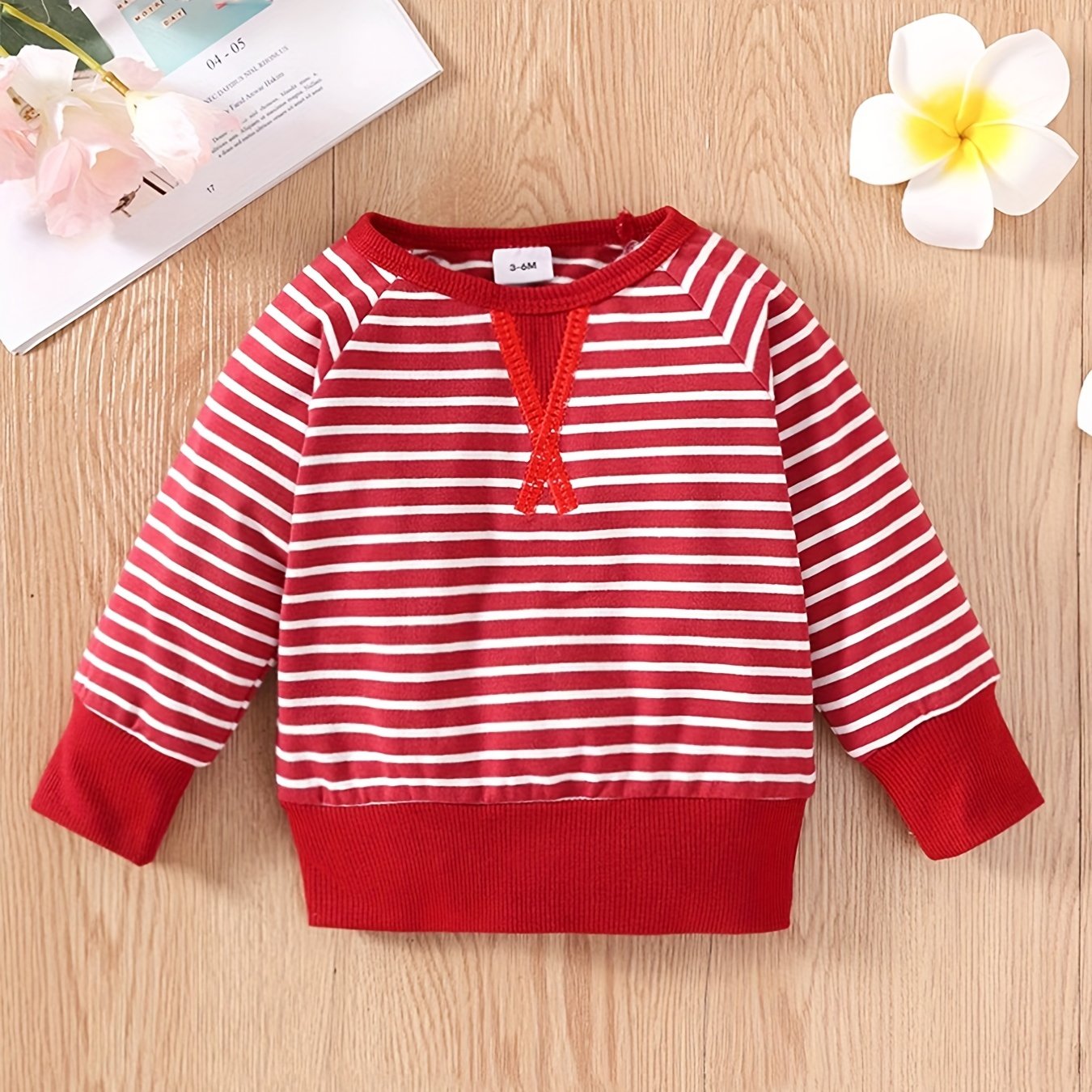 Baby Boy's Striped Contrast Pullover Top Sweatshirt
