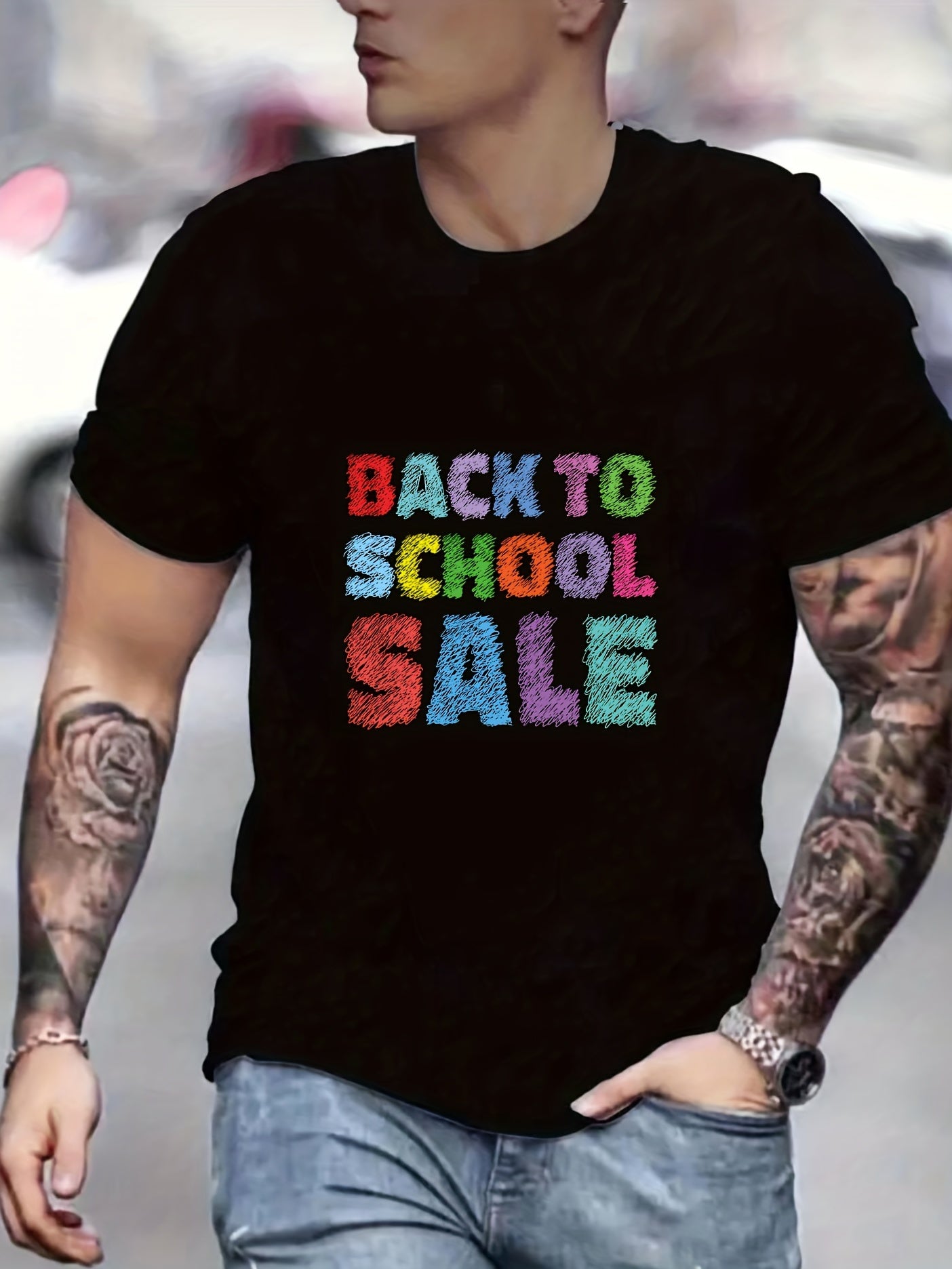 BACK TO SCHOOL Men's Graphic Crew Neck Active T shirt Casual Comfy Tee