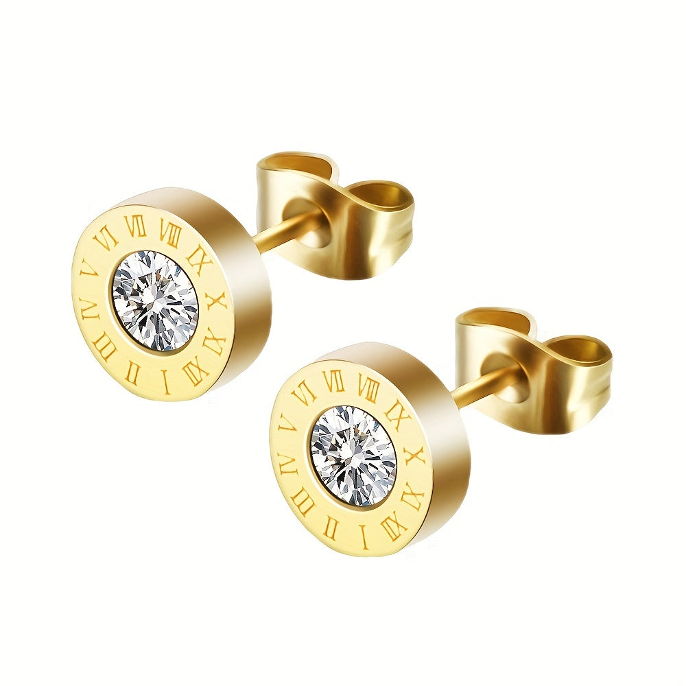 Stylish Round Zircon Earrings for Men