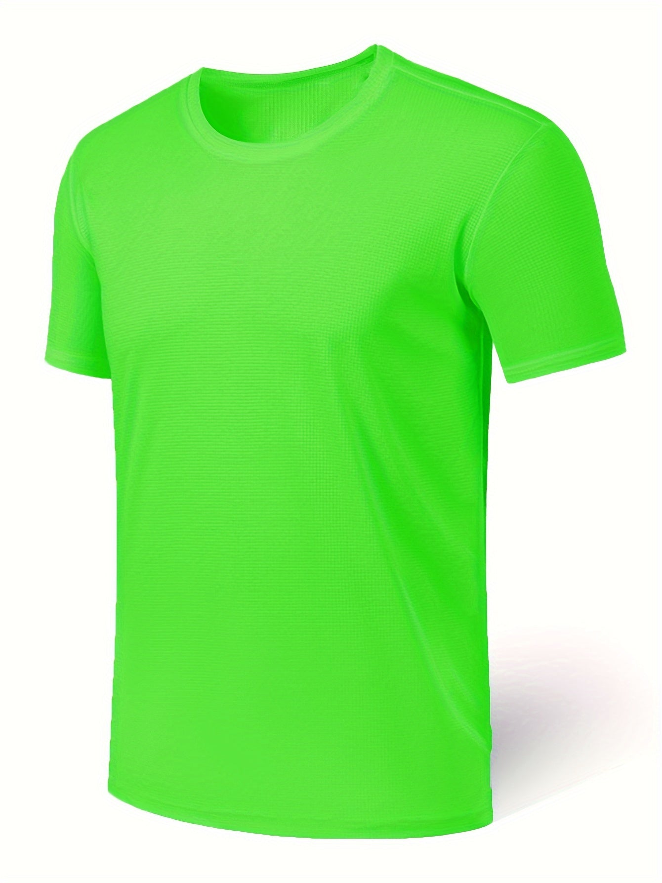 Men's Solid Short Sleeve T shirt Active Comfy High Stretch Crew Neck Tee
