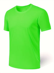 Men's Solid Short Sleeve T shirt Active Comfy High Stretch Crew Neck Tee