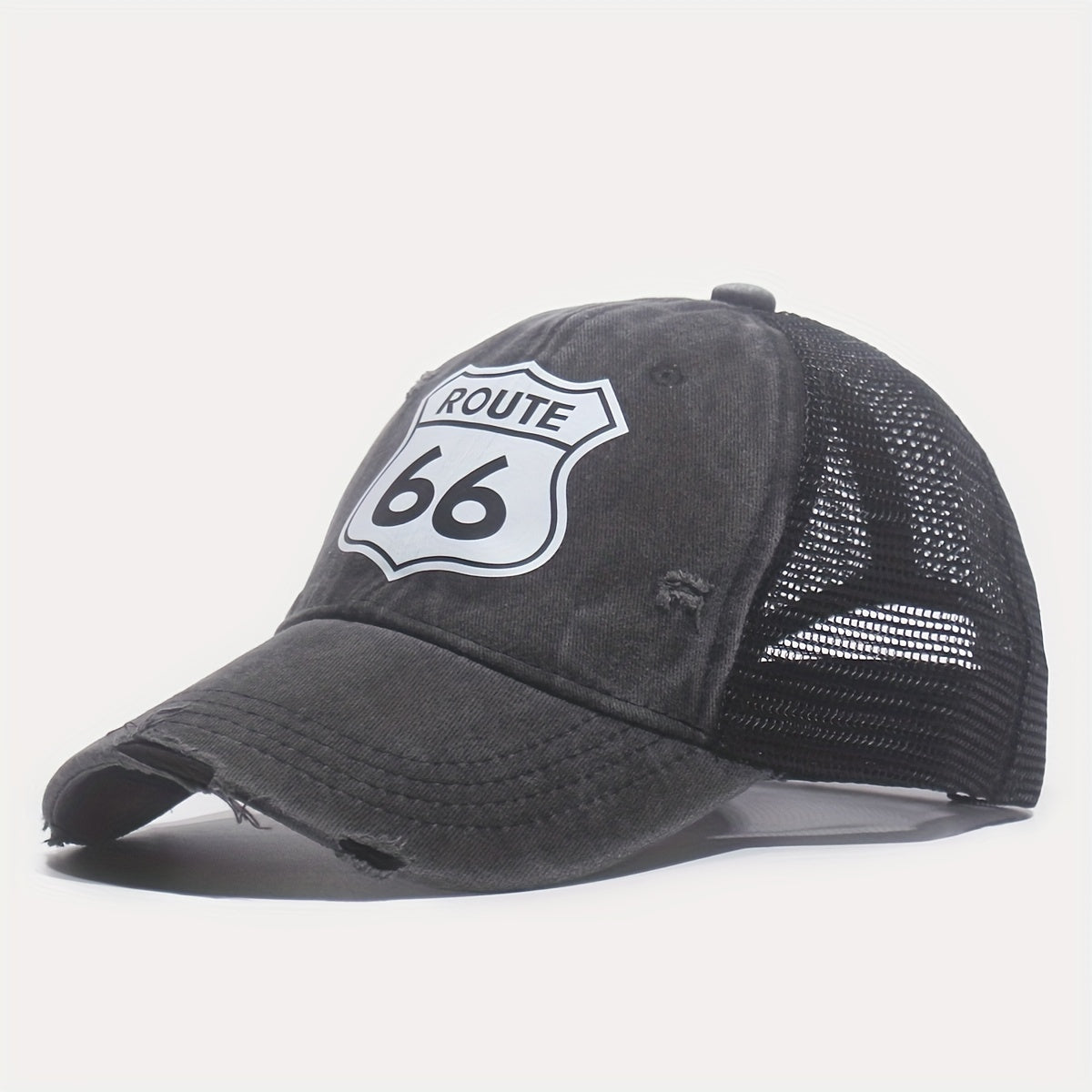 66 Route Hot Stamped Baseball Cap Half Mesh Cap Baseball Cap