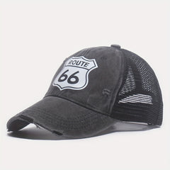 66 Route Hot Stamped Baseball Cap Half Mesh Cap Baseball Cap