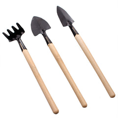 3-Piece Gardening Tool Set, Wooden Handles