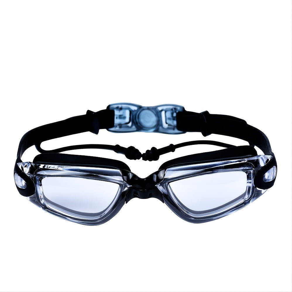 HD Waterproof Swim Goggles w/ Earplugs Ideal for Myopia & Transparent Swimming