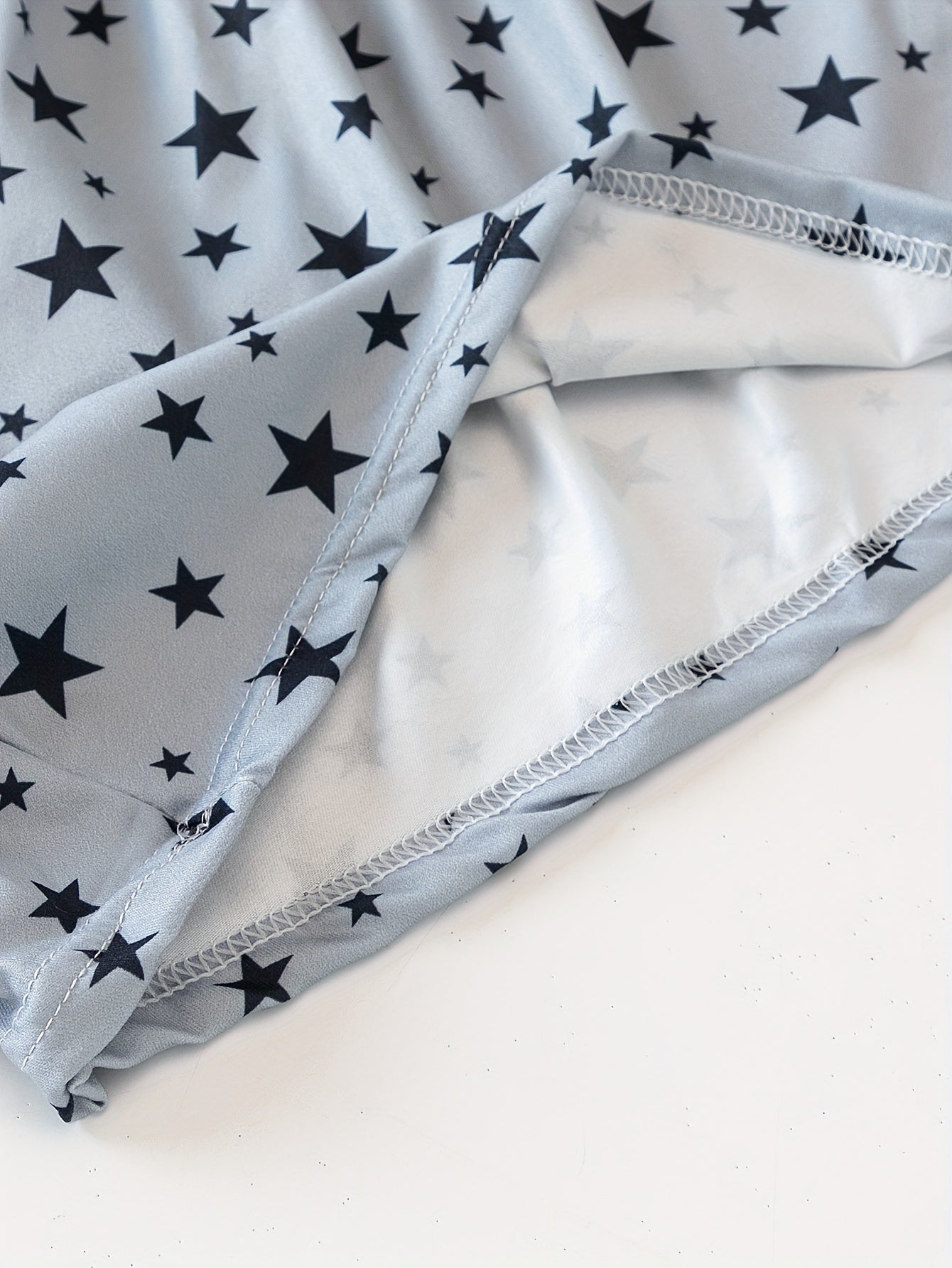 Star Print Pajama Set Crew Neck Cami Top & Elastic Waistband Shorts