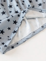 Star Print Pajama Set Crew Neck Cami Top & Elastic Waistband Shorts