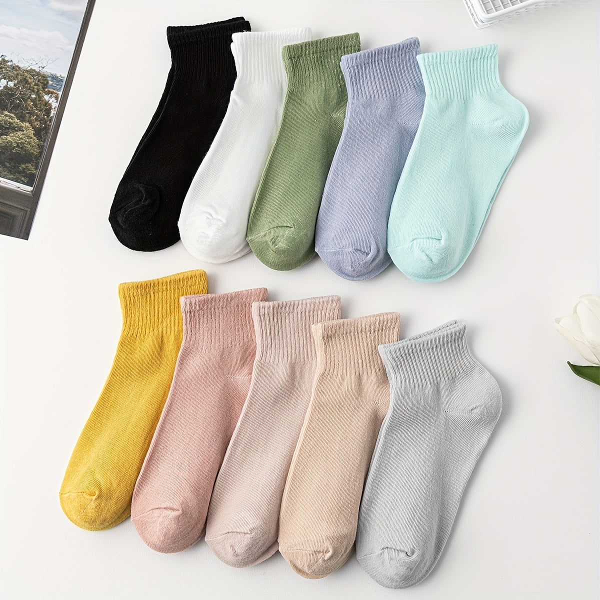 10 Pairs Women's Crew Short Socks Breathable Stockings