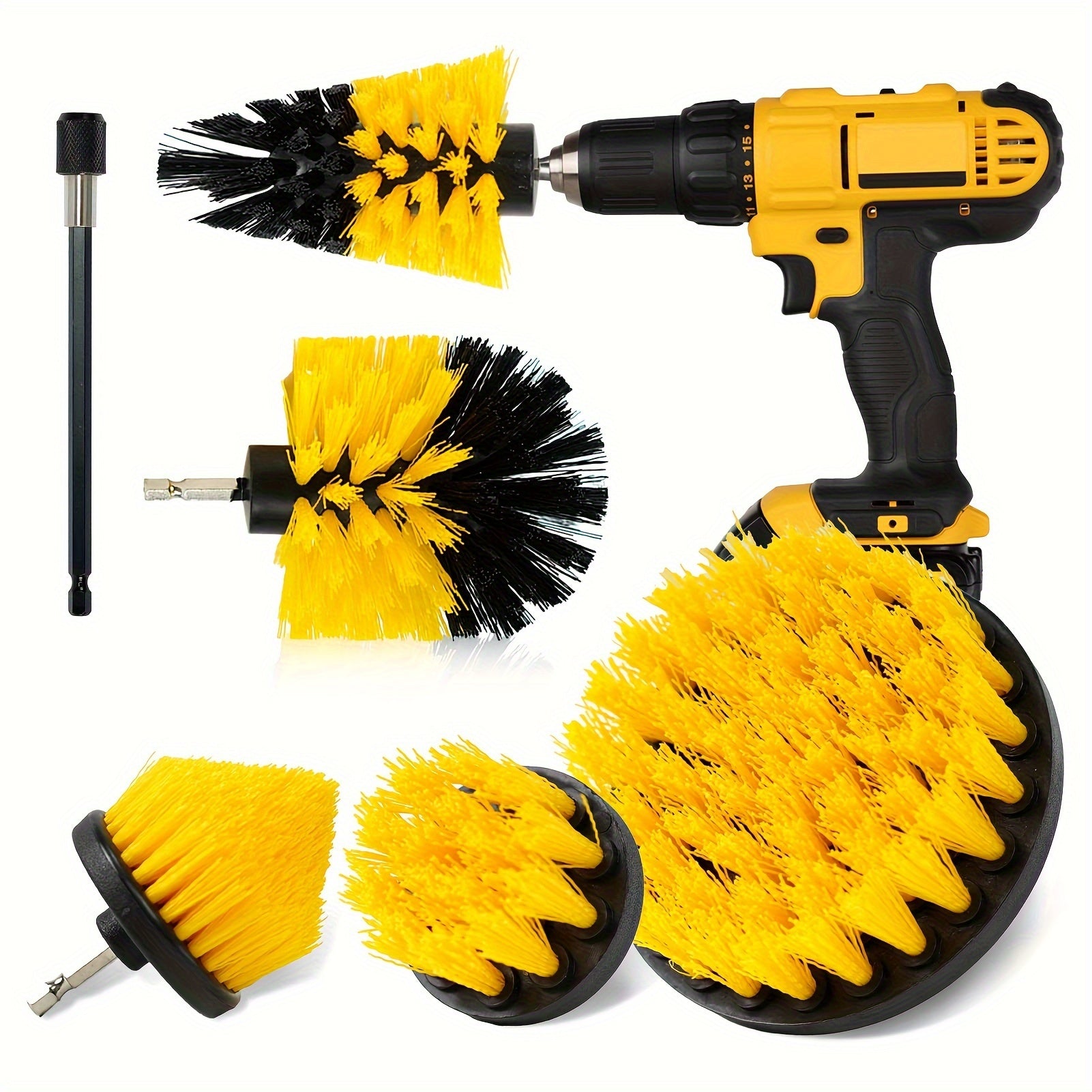 Drill Brush Attachment Set Power Scrubber Cleaning Kit Extend Long Attachment