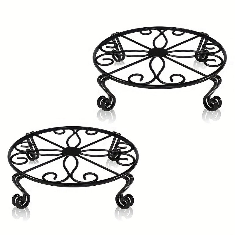2pcs Plant Stand Flower Pot Holder Indoor Outdoor Metal Garden Rack Bronze