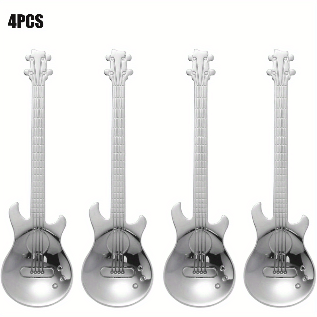 4PCS Guitar Coffee Spoons Set Stainless Steel Dessert Teaspoons