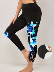 Floral Print High Rise Plus Size Leggings
