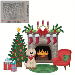 1pc Christmas Fireplace Dog Car Metal Cutting Dies for DIY Cards Scrapbooking
