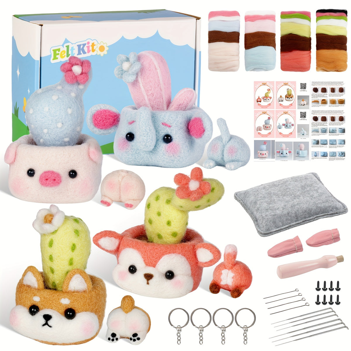 8pcs Wool Needle Felting Kit For Beginners DIY Art Craft Package