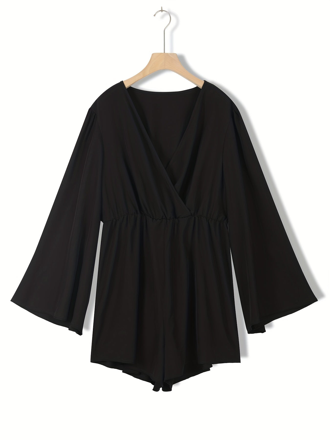  Romper Women's Plus Solid Long Sleeve Loose Fit Romper