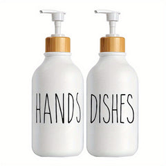 2pcs Refillable Plastic Soap Dispenser Bathroom Kitchen Liquid Storage Container