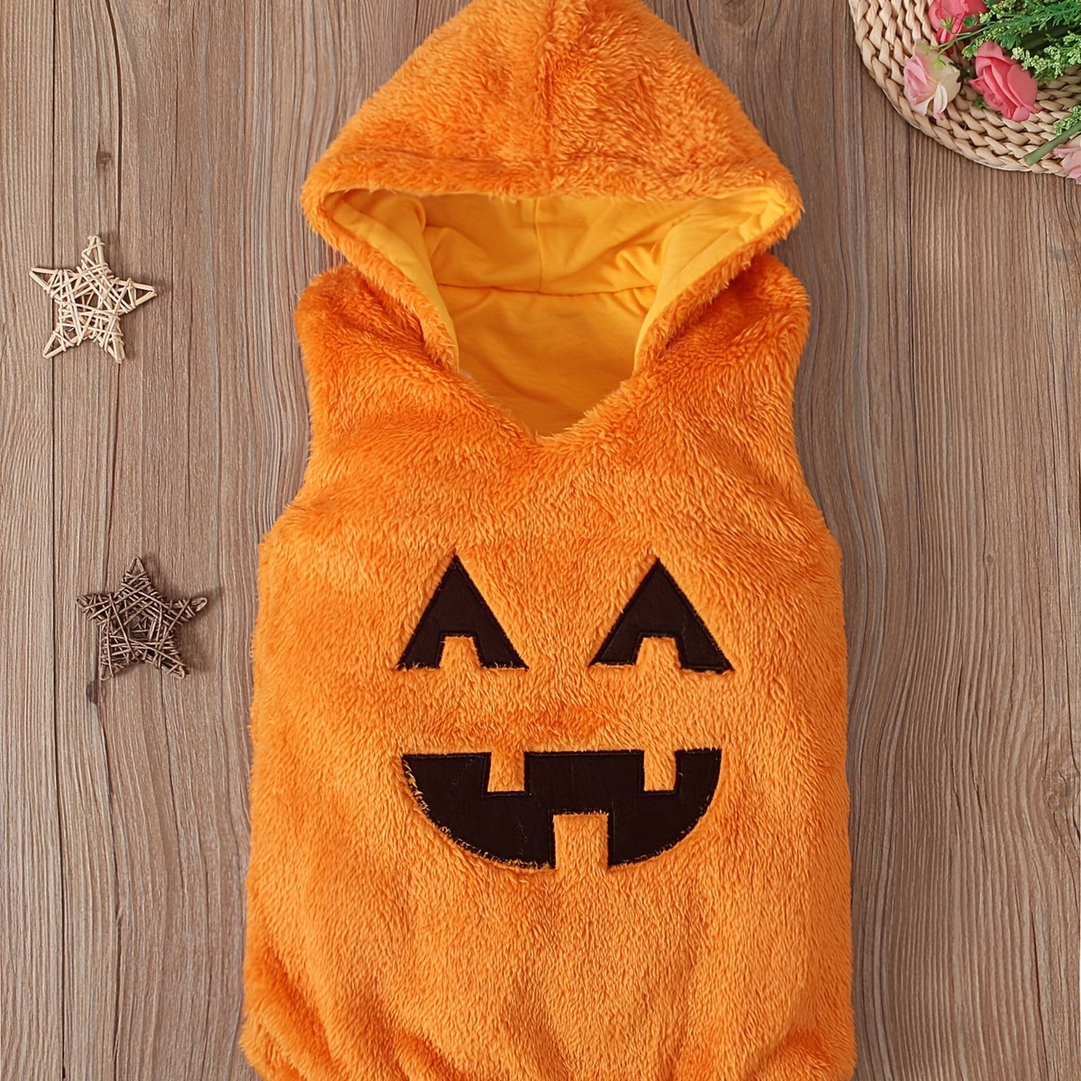 Pumpkin Pattern Hooded Onesie Romper Halloween Party Holiday Cosplay Bodysuit