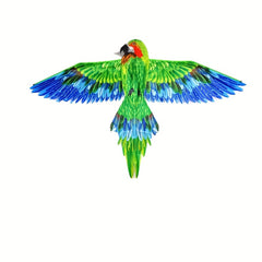 Green Parrot Kite D Handle Flying Lines Easy Setup Easy Fly Family Games