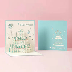 3D Birthday Cake Greeting Card for Anniversary, 1pc