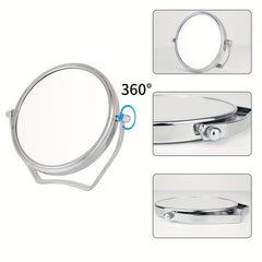 Portable Round Travel Mirror 1X/10X Magnification Handle 360 Swivel Men Women