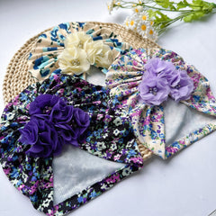 Soft Elastic Cap Baby Flower Printed Cap For Newborn Kids