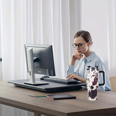 40oz Cow Print Insulated Tumbler with Handle & Straw Lid