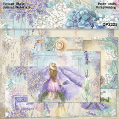 88pcs Lavender Patterns Jurnal Materials DIY Paper Craft Scrapbooking