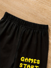 Boys Game Print Casual Outfit Round Neck T shirt & Shorts