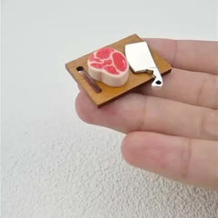 1:12 Scale Meat Display Set for Dollhouse with Cutting Board and Meat Model