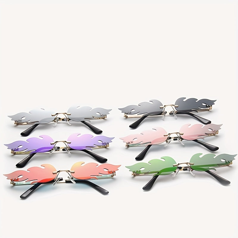 Y2K Flame Rimless Sunglasses Funny Tinted Glasses UV400