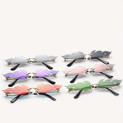 Y2K Flame Rimless Sunglasses Funny Tinted Glasses UV400