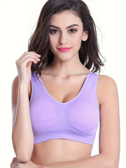 3 Pcs Breathable Eyelet Mesh Hole Sports Bras Non Padded Yoga Bras