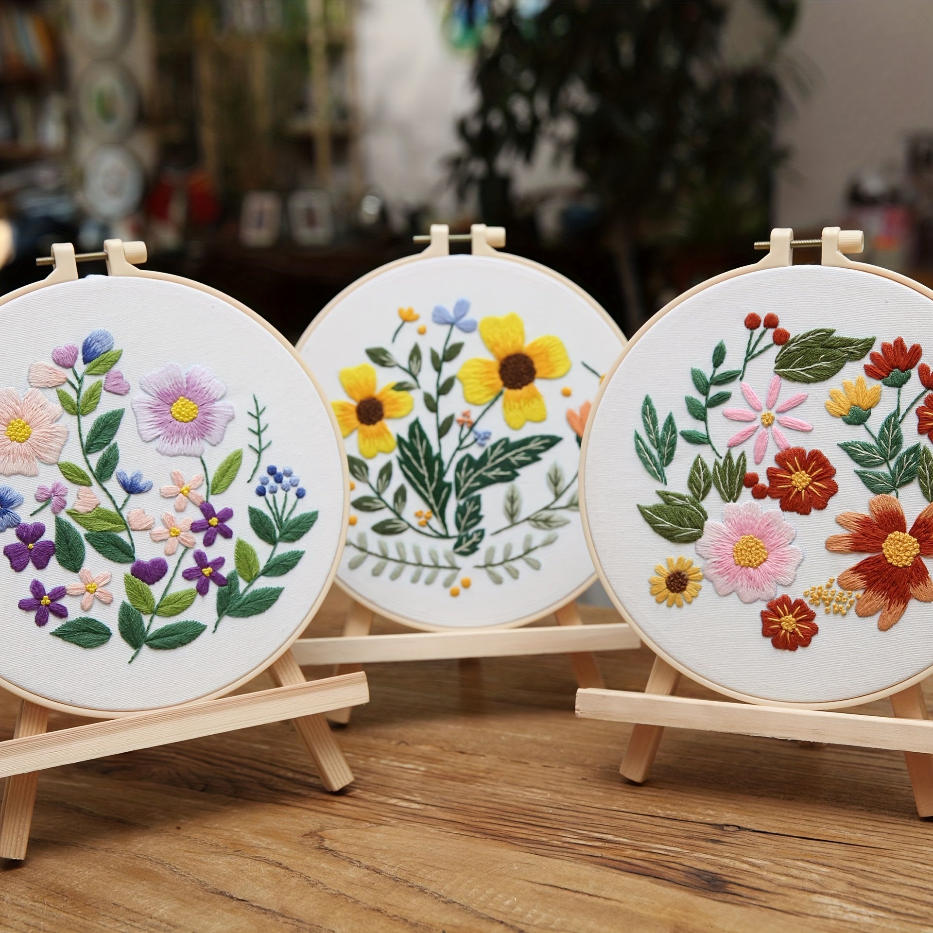 3D Embroidery DIY Material Package Flower Grass Fabric Art