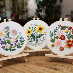 3D Embroidery DIY Material Package Flower Grass Fabric Art