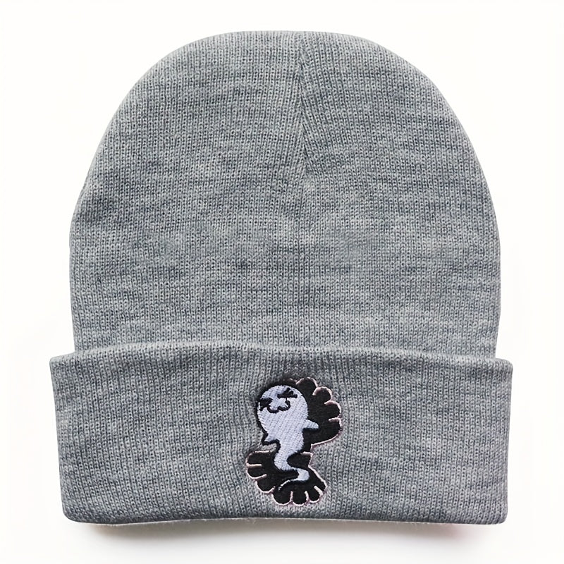 Y2K Cartoon Beanie Ghost Mermaid Embroidered Knitted Hat Unisex
