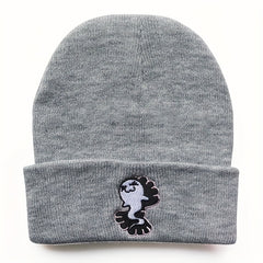Y2K Cartoon Beanie Ghost Mermaid Embroidered Knitted Hat Unisex
