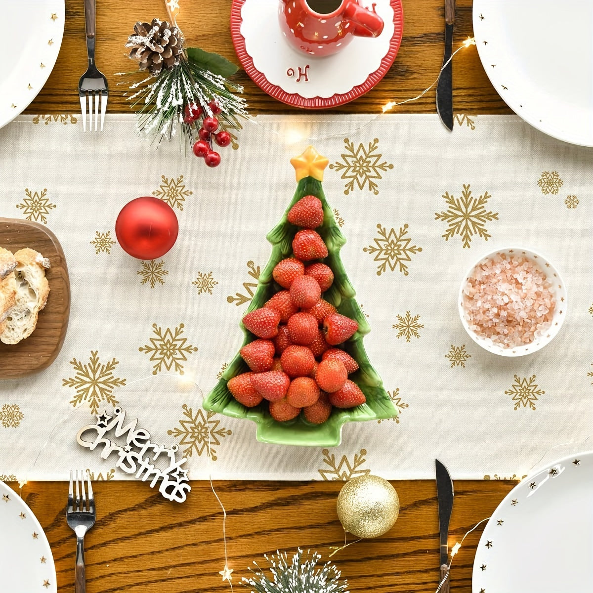 4pcs Xmas Table Runner Placemats - Trees, Cardinals, Snowflakes
