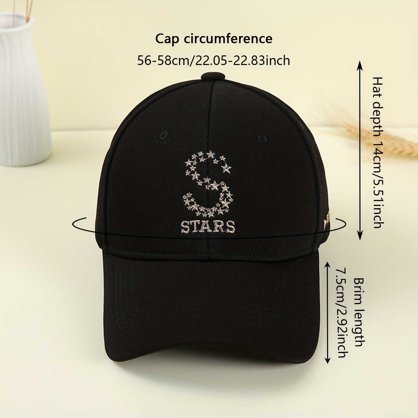 S STARS Embroidery Baseball Cap Adjustable Dad Hats Outdoor Golf Sun Hat