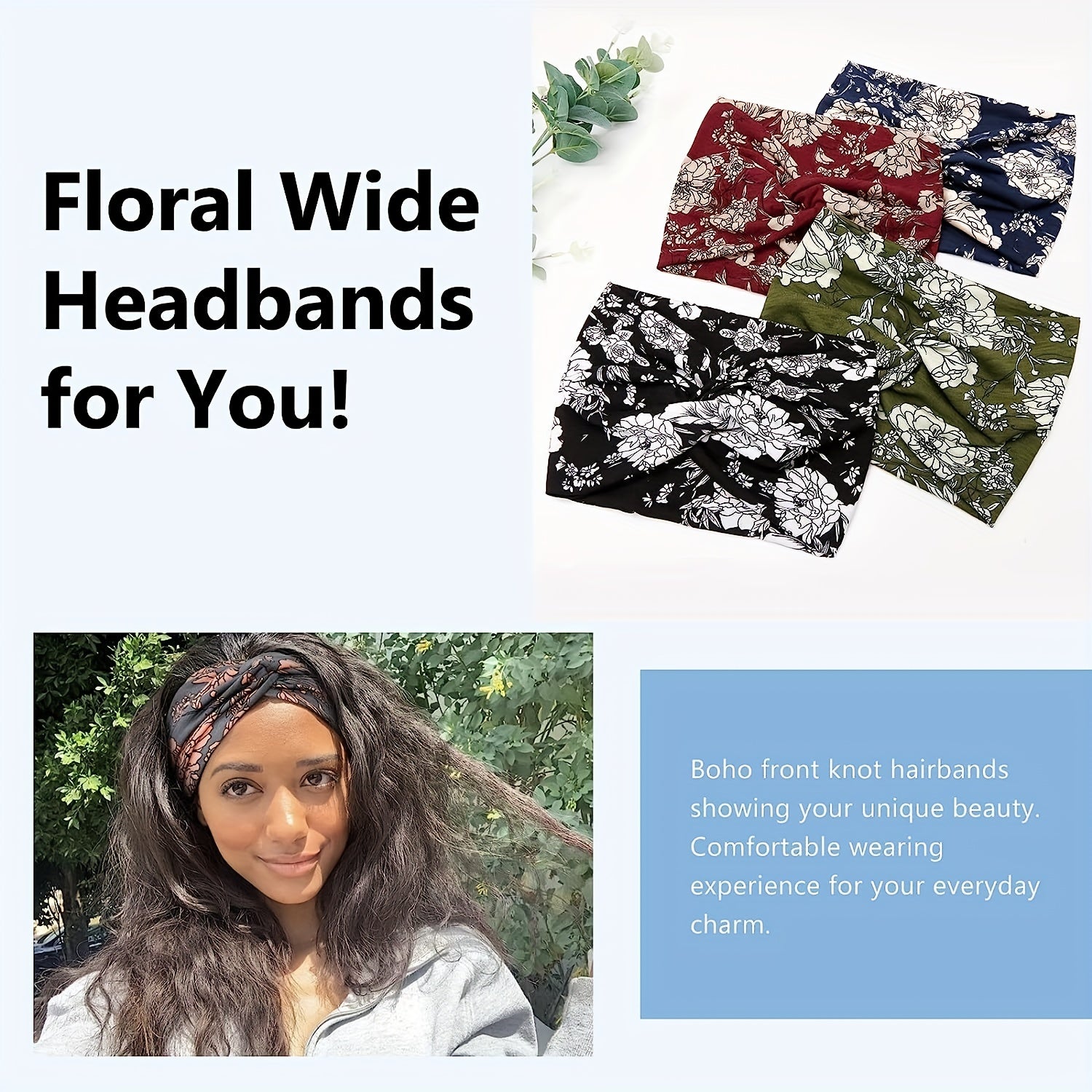 6pcs Floral Criss Cross Headbands for Women Girls