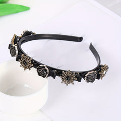 Vintage Rhinestone Flower Headband Hair Styling Accessories
