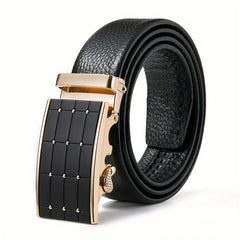Men's Automatic Buckle Belt Leather Business Casual Pants