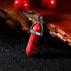 Colorful Pine Stone Hexagonal Column Pendant DIY Jewelry Accessories