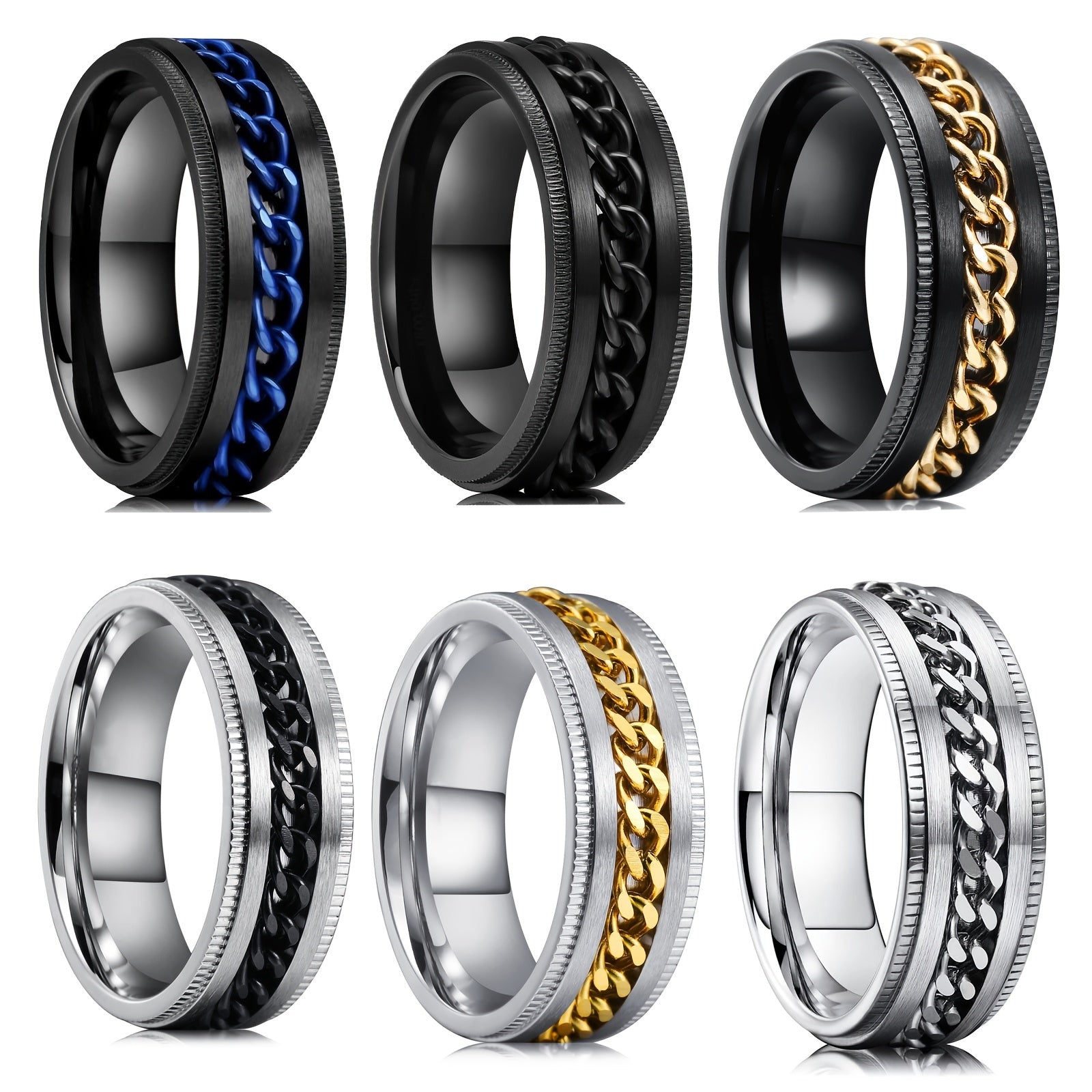 Men's Stainless Steel Ring with Chain
