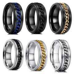 Men's Stainless Steel Ring with Chain
