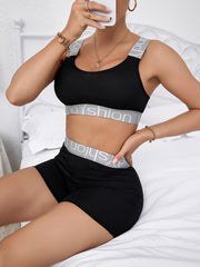Letter Print Bra & Panties Set
