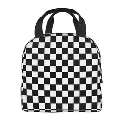 Chessboard & Plaid Print Insulated Lunch Bag