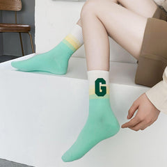 Gradient Ribbed Mid Tube Socks Women's Stockings