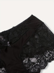 3 Pack Plus Size Panties Set Women's Plus Floral Lace Bow Detail